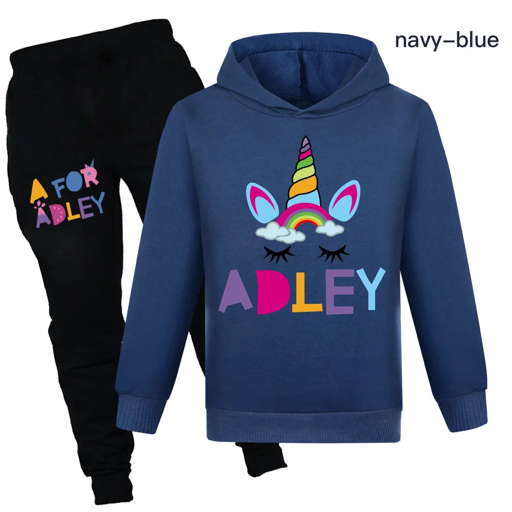 Maxy Children's Clothing A for Adley Girls Boys Clothes Sets Spring Fall Long Sleeve Sweatshirt+Pants Suits Baby 2pcs Girls Set