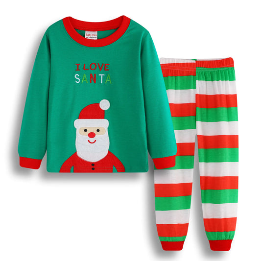 Kids Halloween Christmas Tops + Pant Cosplay Costume Boys Girls Santa Claus Print Pajamas Nightwear Home Clothing 2-7 Years