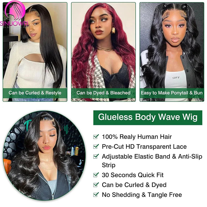 Maxy 5x5 Glueless Wig Human Hair Body Wave PrePlucked Pre Cut 13x4 Transparent Body Wave Lace Frontal Wig Brazilian Wigs For Women