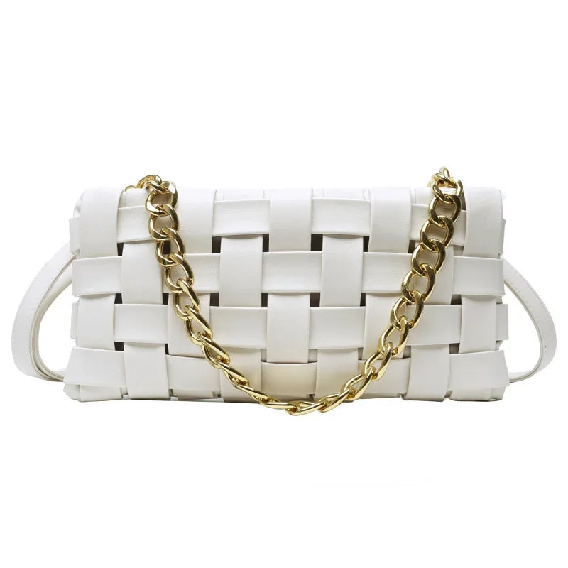 Maxy  New Trend Wild Metallic Braid Women Ladies Design Messenger Small Square Bag Luxury Handbag