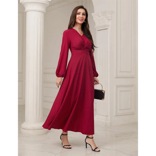 Maxy Autumn Fashion Muslim Women Abaya Casual High Waist Long Maxy Dress Turkey Arabic Kaftan Islamic Party Gown Vestidos Caftan