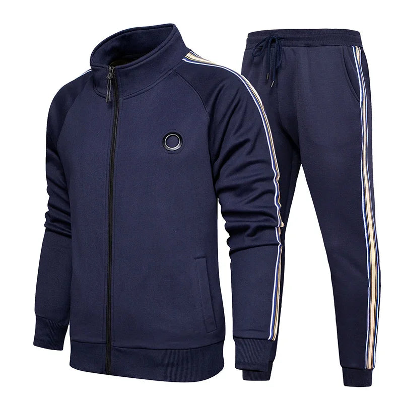 Maxy Tracksuits Running Sets Men's Sportswear Autumn Winter 2 Pieces Sweatshirt+Pants Brand Blue Jogging Clothes Sports Suit