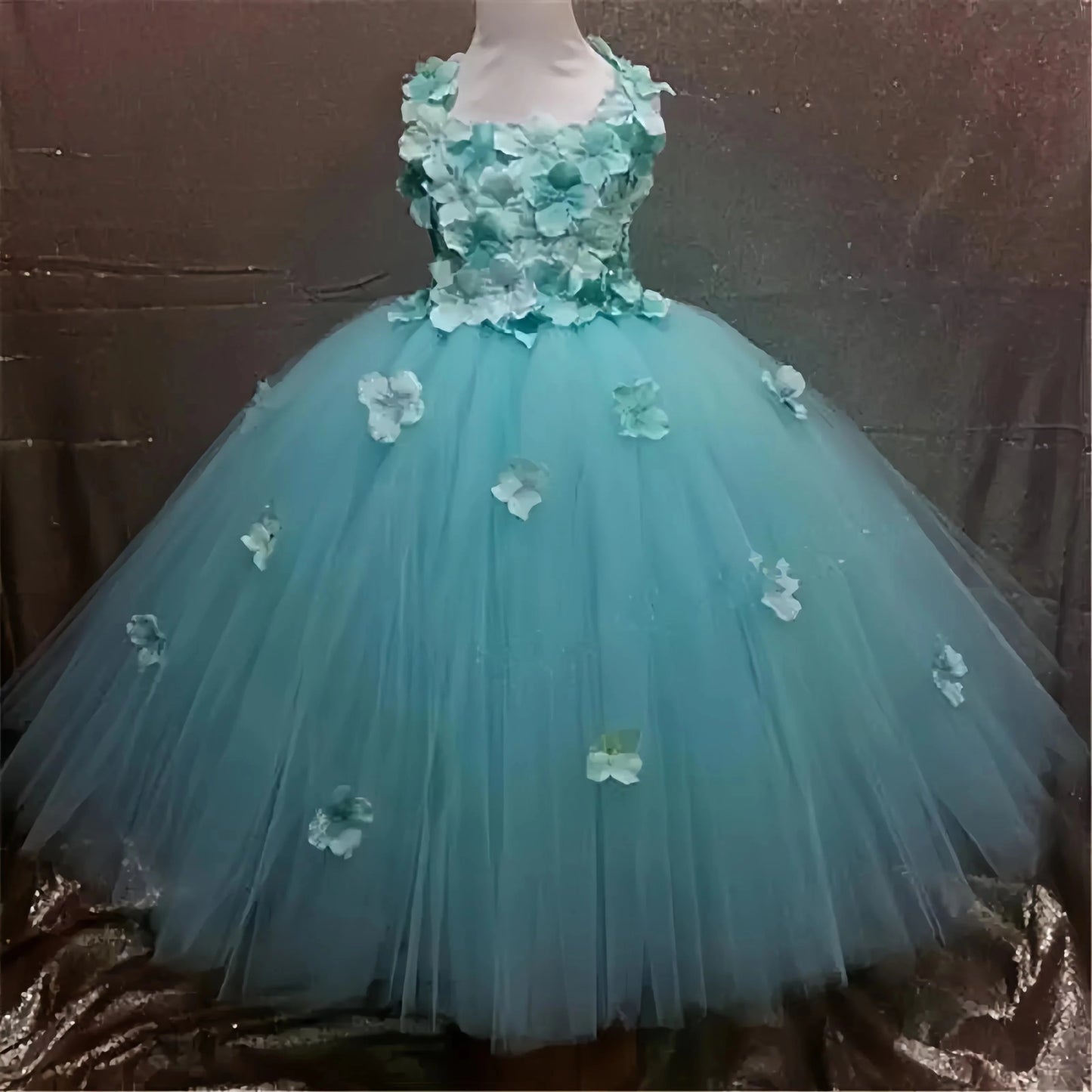 Maxy Girls black Flower Petals Tutu Dress Kids Crochet Tulle Dress Ball Gown Children Birthday Wedding Party Costume Evening Dress