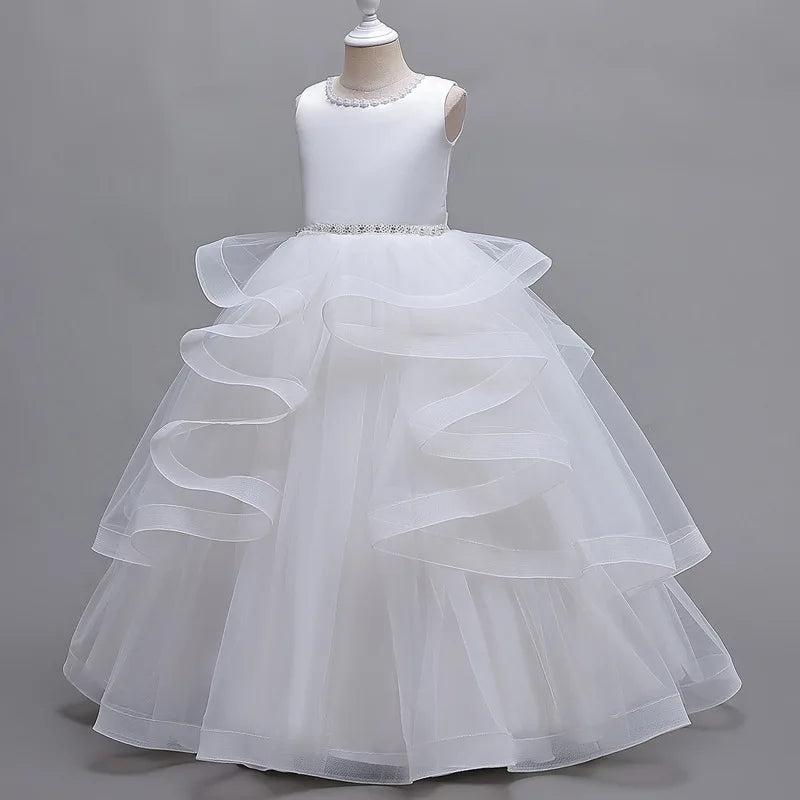 Girls 2026 Party Bridesmaid Gala Wedding Prom Dresses Communion Christening Women 5 7 9 11 14 Years Old White Pink Long Costumes