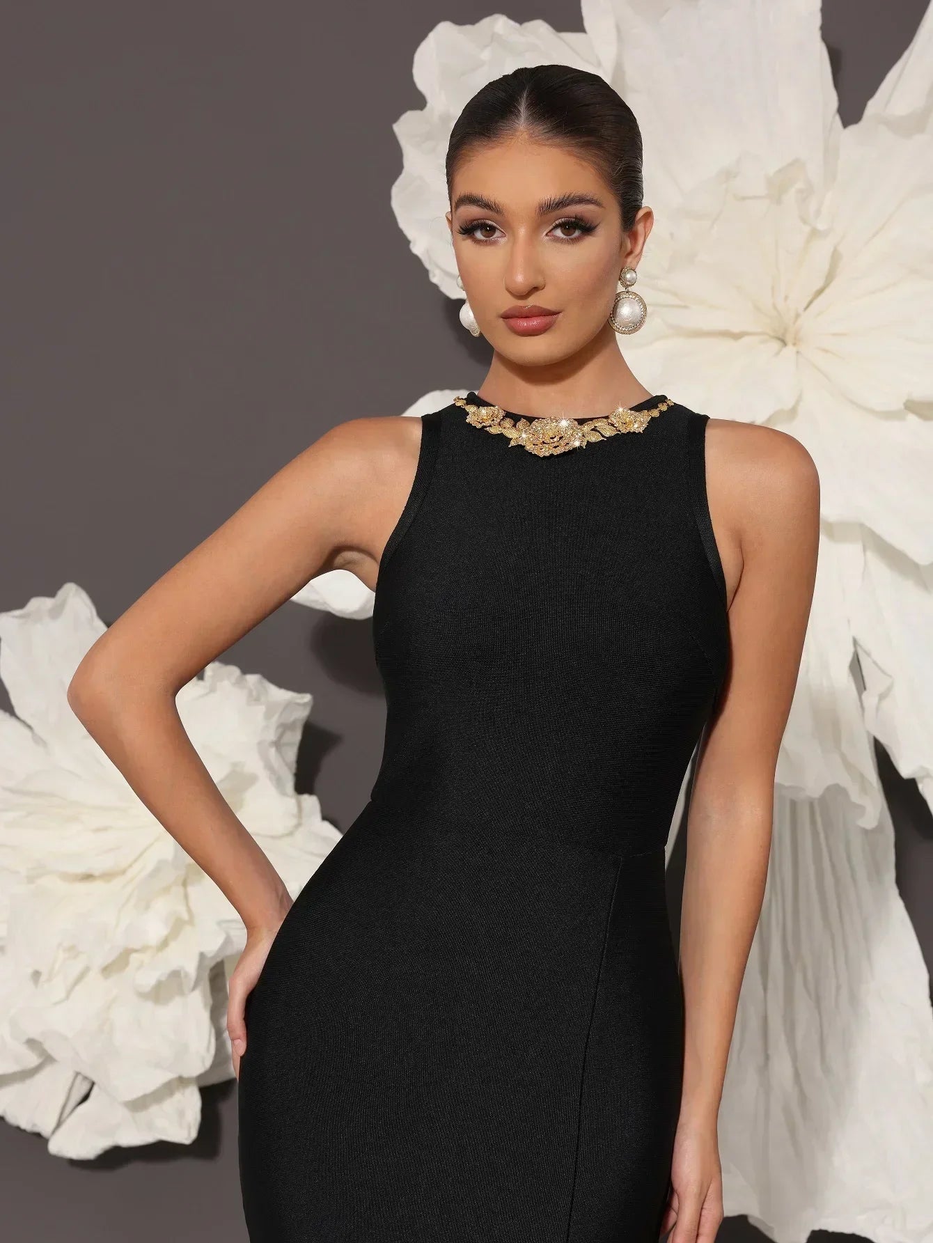 Maxy Women\'s Bandage Dress Rhinestone Bandage Dress Elegant Party Dresses Woman Celebrity Party Dinner Dress Evening Dresses