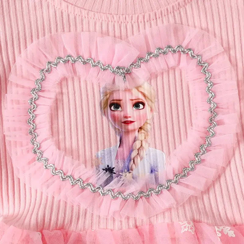 Maxy Disney Elsa Princess Dress Girl Dress Up Spring Autumn Long-sleeve Clothes Kids Gauzed Children Frozen Elsa Birthday Party Dress