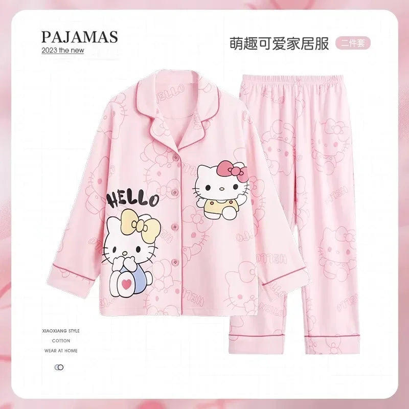 Maxy Sanrio Hello Kitty Kuromi Cinnamoroll My Melody Kids Pajamas Boys Toddlers Girl Fashion Clothes Cartoon Anime Clothing Sets