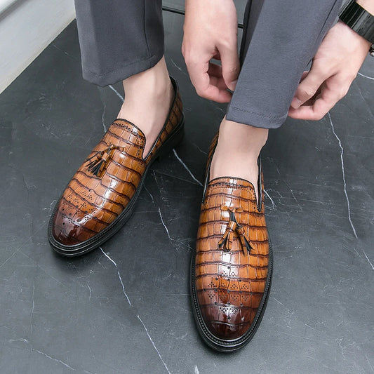 Amay Men's business Dress Shoes Luxury Italian Style Fashion Men Formal business Shoes Nightclub Wedding party Dress Formal Loafers