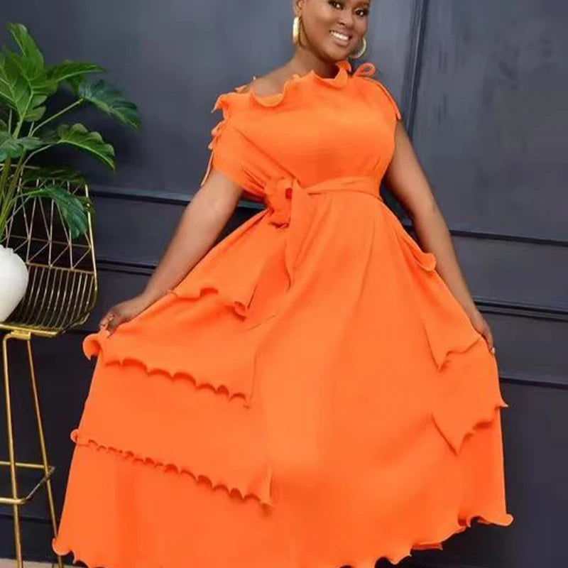 Amay prom Irregular dress for Women pleated clothing Fashion Casual Loose evening party Female plus size Dresses Elegant