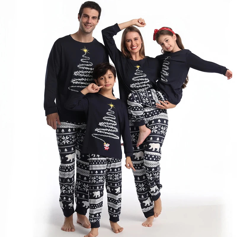 Hot Winter Max Christmas Pajamas Family Matching Outfits Xmas Mother Kids Baby Loungewear Pijama Men Women's Look Pajama Top + Pants