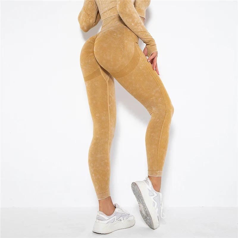 Seamless Sports Suits Women O-neck Crop Tops Long Sleeve Push Up Leggings Sets Gym Wear Summer Two Pieces Sets Tracksuit Feamle