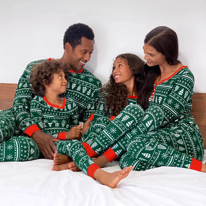 Family Christmas pajamas Set Green Adult Mother Kids Baby Xmas Family Matching Outfits 2023 Christmas Pajamas Family Clothes