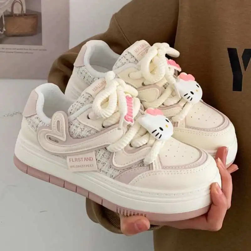 Maxy Sanrioed Hello Kitty Sneakers Kawaii Women's Shoes Fashion Breathable Sports Shoes Leather Cartoon Cute Pochacco Girl Skateboard