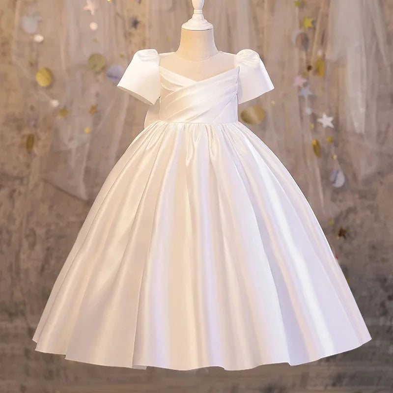 Maxy Girls Party Dresses Summer Luxury Elegant Bow Princess Dress Kids Baptism Lace Wedding Vest Birthday Evening Clothes 1-16 Year