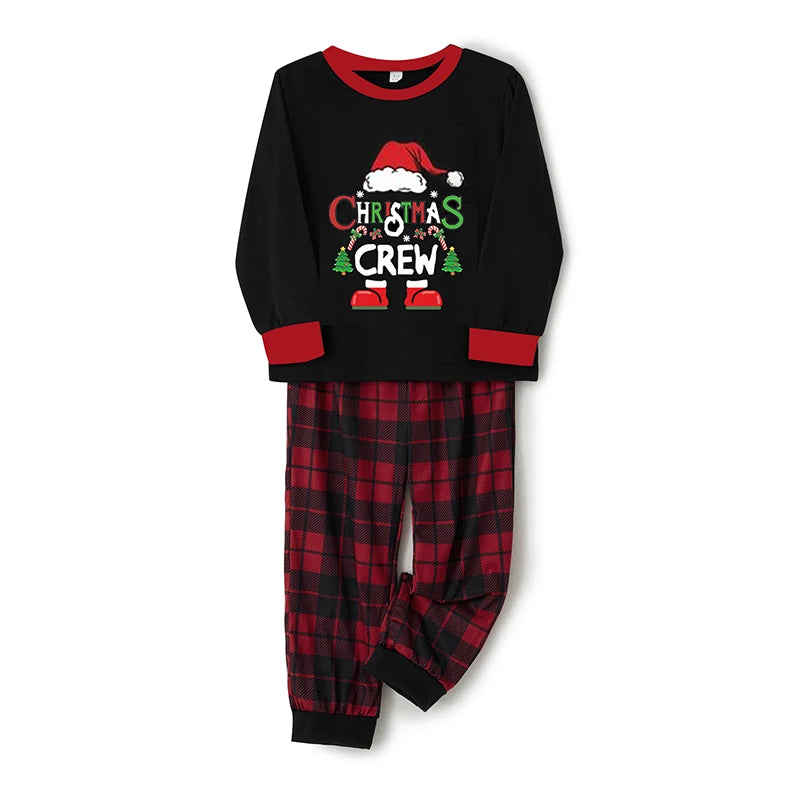 Maxy Christmas Family Pajama Set Xmas Pjs Cute Printed Top + Plaid Pants, Festive Matching Sleepwear for the Whole Family