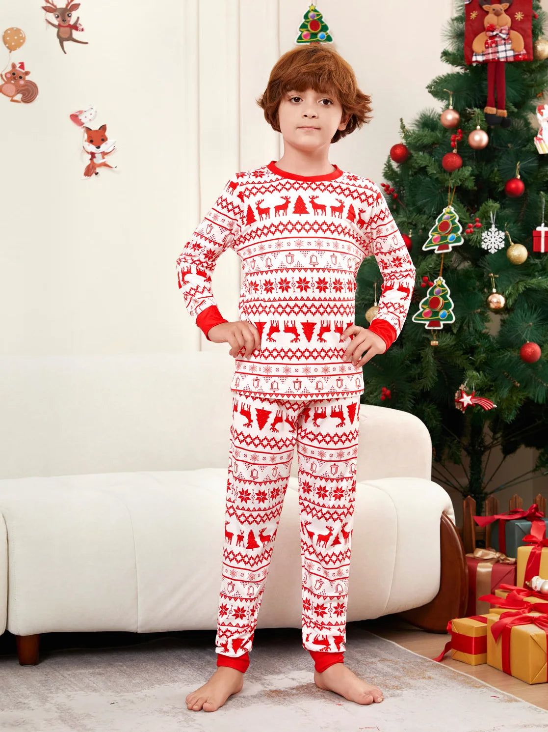 Christmas Pajamas Family Red White Stripe Christmas Pajamas Family Matching Set Long Sleeve Christmas Pjs