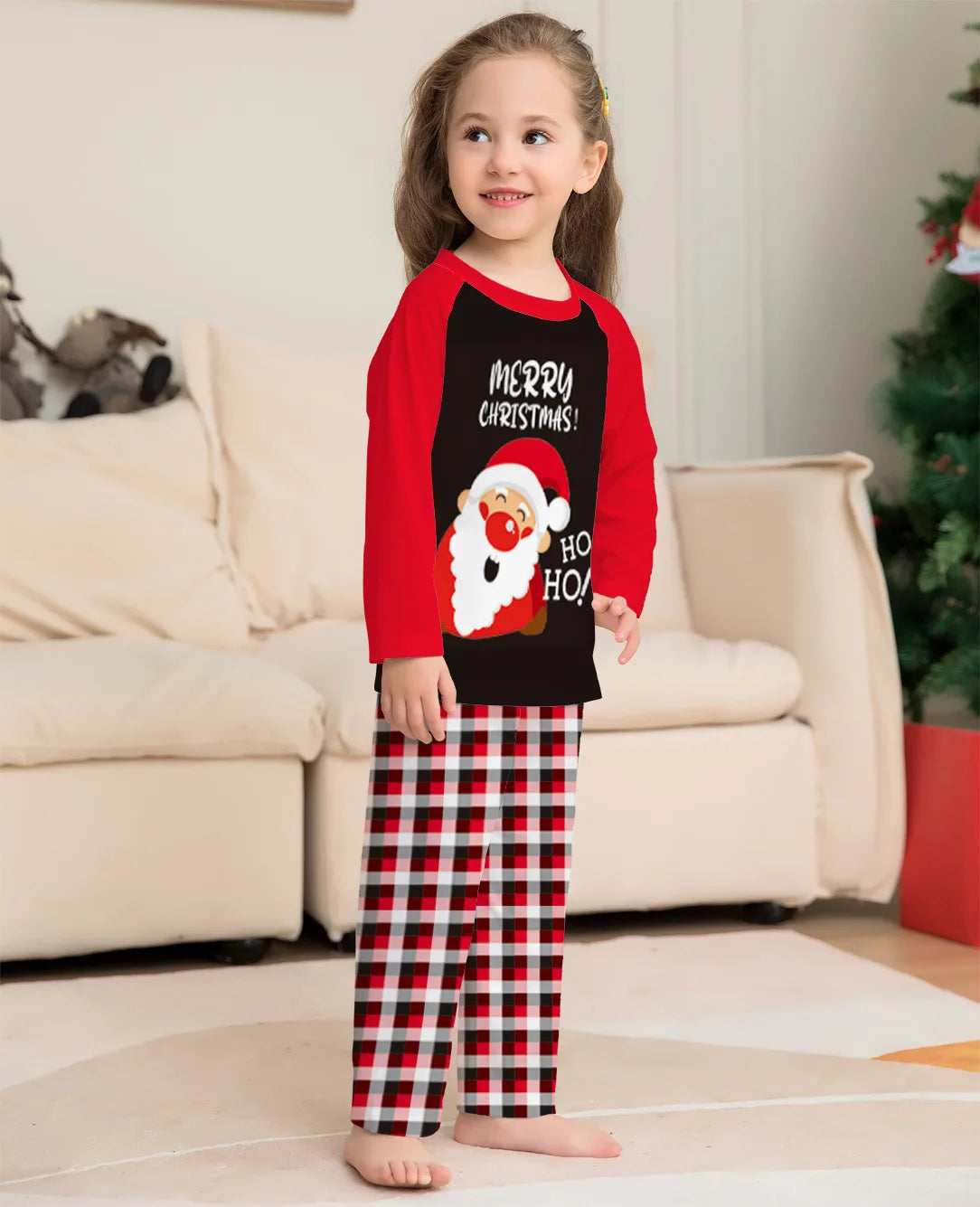 Christmas family matching pajamas set 2022 Xmas new Santa Claus alphabet print stitching pajamas adult children baby family wear