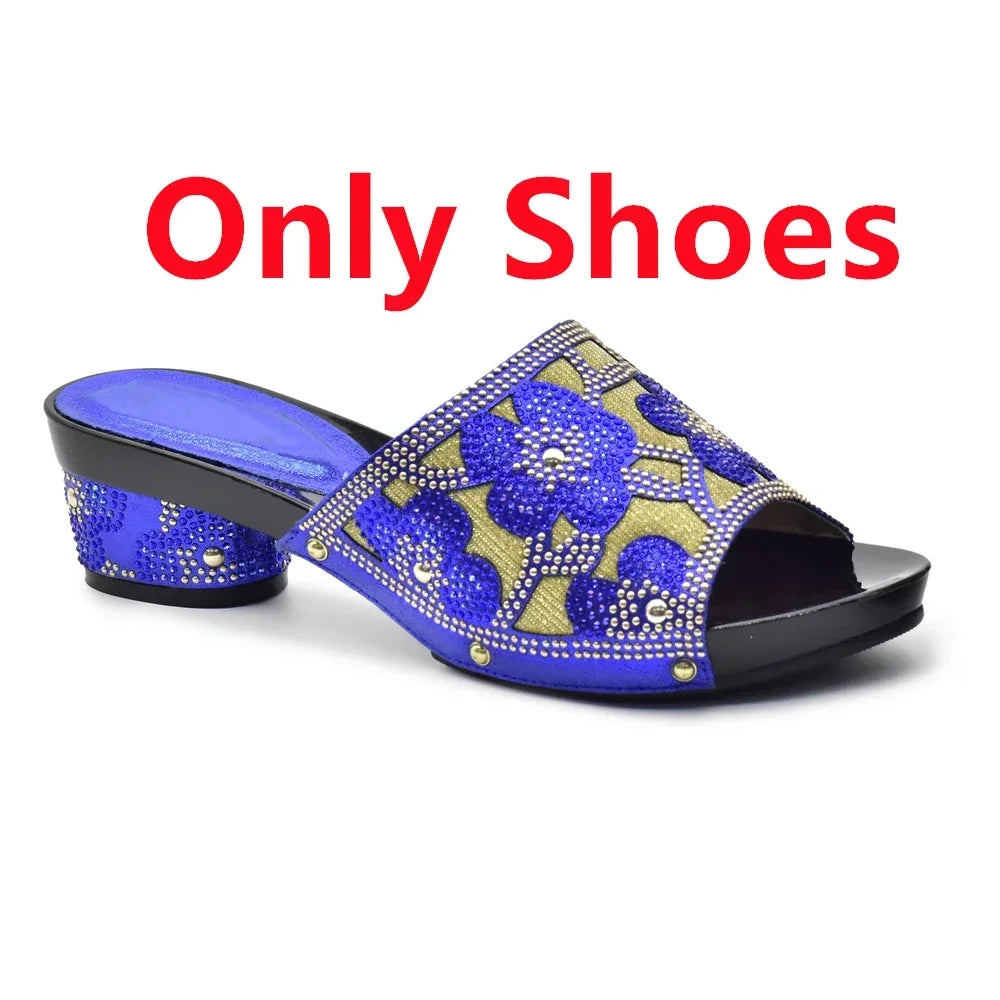 Maxy Silver African Matching Shoes and Bags Italian In Women Italian Shoes and Bags To Match Shoes with Bag Set Decorated with Stone