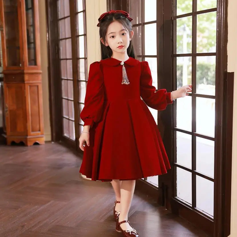 Maxy New Children's Evening Gown Spanish Vintage Girls Birthday Party Red Dresses