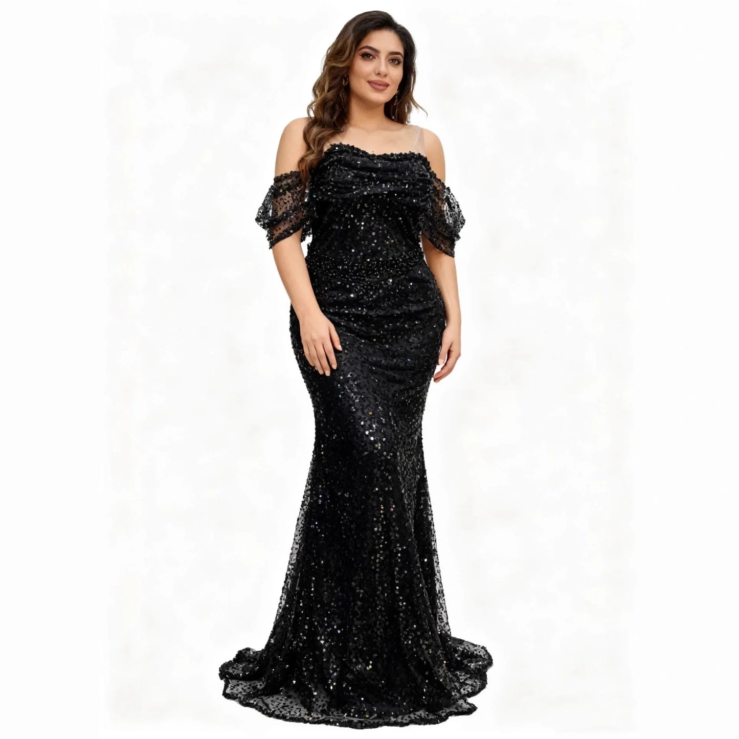 Maxy Plus Size Evening Dresses for Women African Luxury Sequin Gown Elegant Wedding Party Long Dress Ankara Ladies Clothing