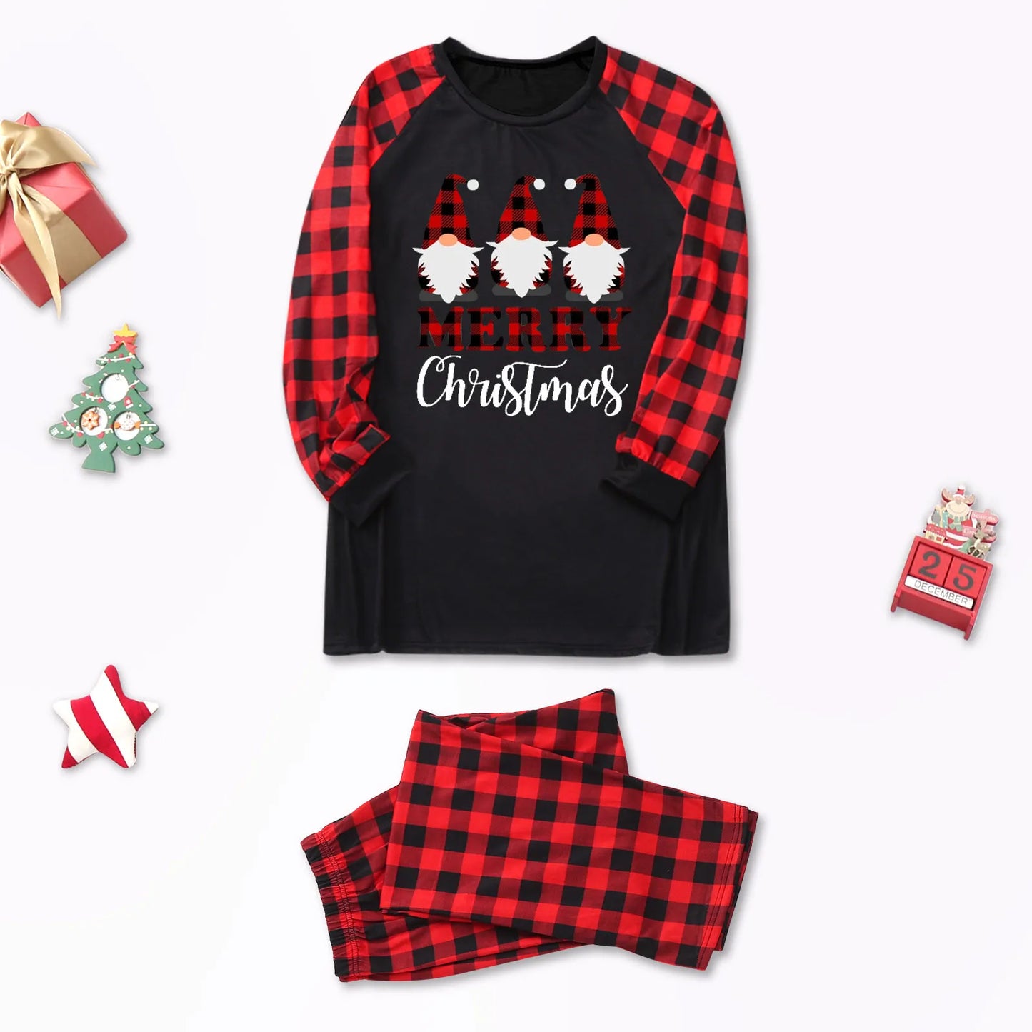 Merry Christmas Pajamas Family Matching 2 Piece Sets Sleepwear Santa Claus Printed New Tops+Pants Set Parent-Child Outfit