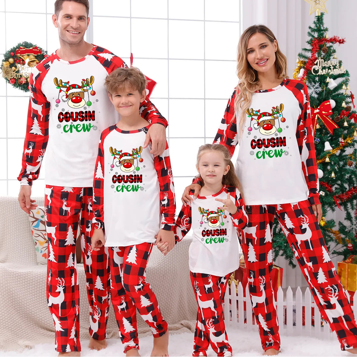 Merry Christmas Print Family Matching Outfits New Year Adult Kids Clothing Set Casual Soft Pajamas Baby Romper Dad Mom Xmas Look