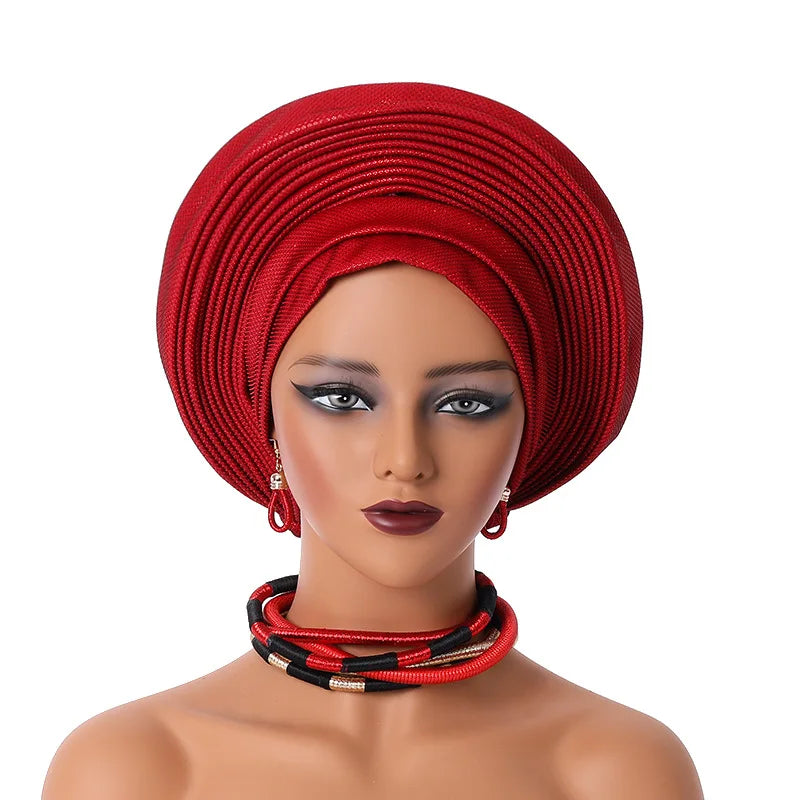 Maxy Gele Head tie Auto Gele Turban Head warp Already Made African Turban Cap Party Women Muslim Hijab Headscarf Bonnet Hat