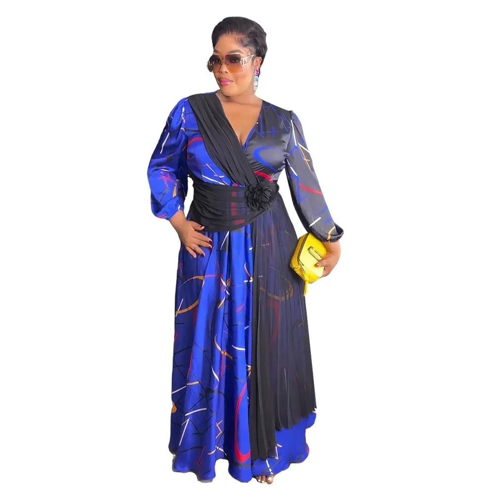 Amay Plus Size African Party Long Dresses for Women New Dashiki Ankara Print Evening Gowns Turkey Outfits Robe Africa Clothing