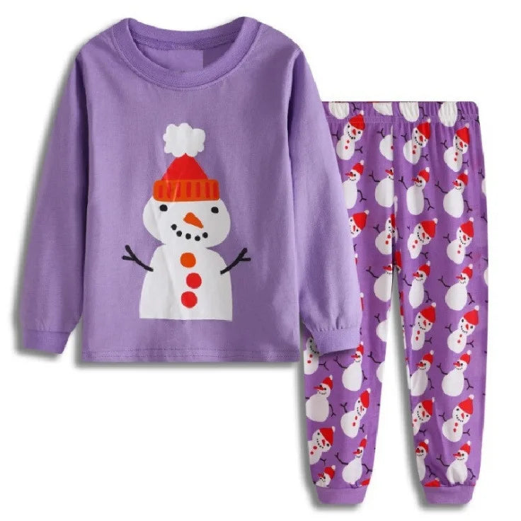 Kids Halloween Christmas Tops + Pant Cosplay Costume Boys Girls Santa Claus Print Pajamas Nightwear Home Clothing 2-7 Years