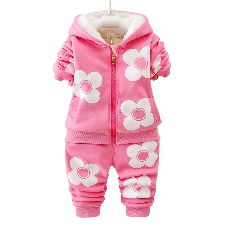 Winter Baby Girls Clothing Set 2021 Autumn Toddler Boys Girls Warm Hooded Coats Pants Suit Kids Thick Tracksuit Clothes Set