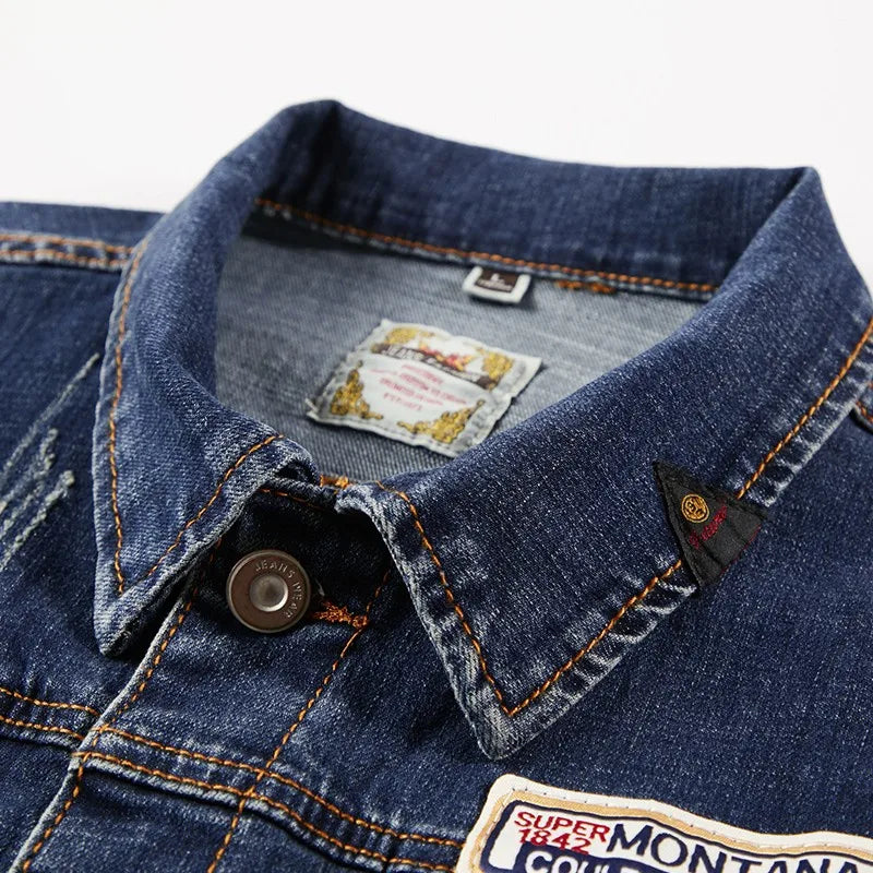 Maxy Motorcycle Bikers Denim Two Piece Set Fashion Jacket Jeans Mens Sets Streetwear Spring Long Sleeve Outerwear Pants Matching Sets