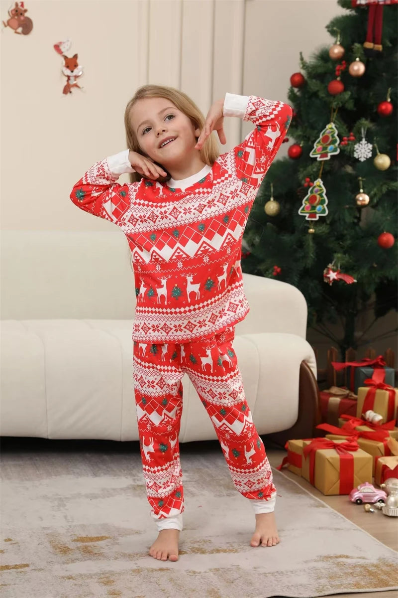 Maxy 2024 Christmas Family Matching Outfits Father Mother Children Pajamas Sets Daddy Mommy and Me Xmas Pj's Clothes Tops+Pants