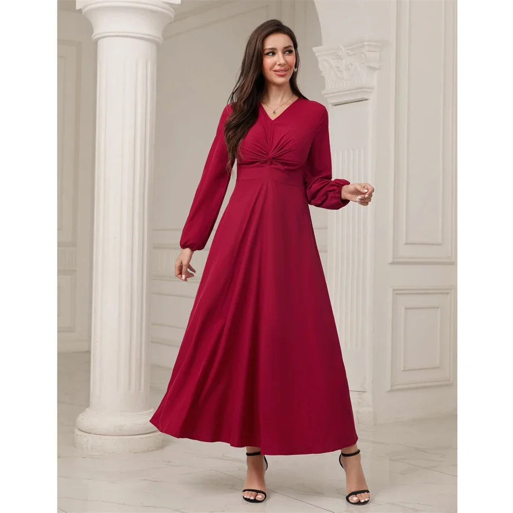 Maxy Autumn Fashion Muslim Women Abaya Casual High Waist Long Maxy Dress Turkey Arabic Kaftan Islamic Party Gown Vestidos Caftan