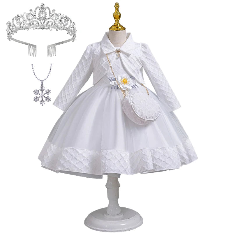 Babs 3Piece Fashion Girls Wedding Bridesmaid Full Sleeve Coat + Dress + Bag Clothing Set Formal Occasion Children's Communion Dresses