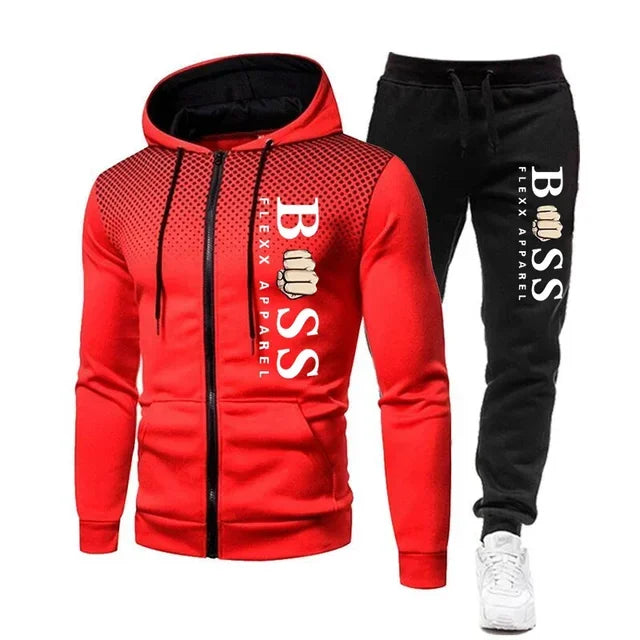 Visco New Men Tracksuits Men Sets Sweatshirt +sweatpants Tracksuit Zipper Stand Collar Sports Suit Jogging Fitness Men Clothing