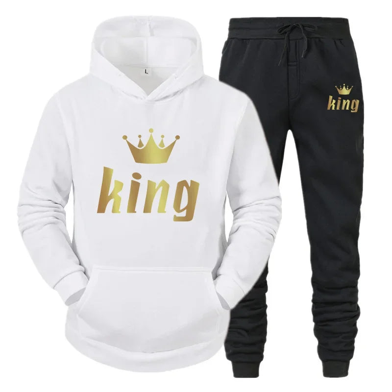 Maxy King And Queen Couple Outfit Hoodie and Jogger Pants High Quality Men Women Daily Casual Sport Jogging Suit King Queen Tracksuit
