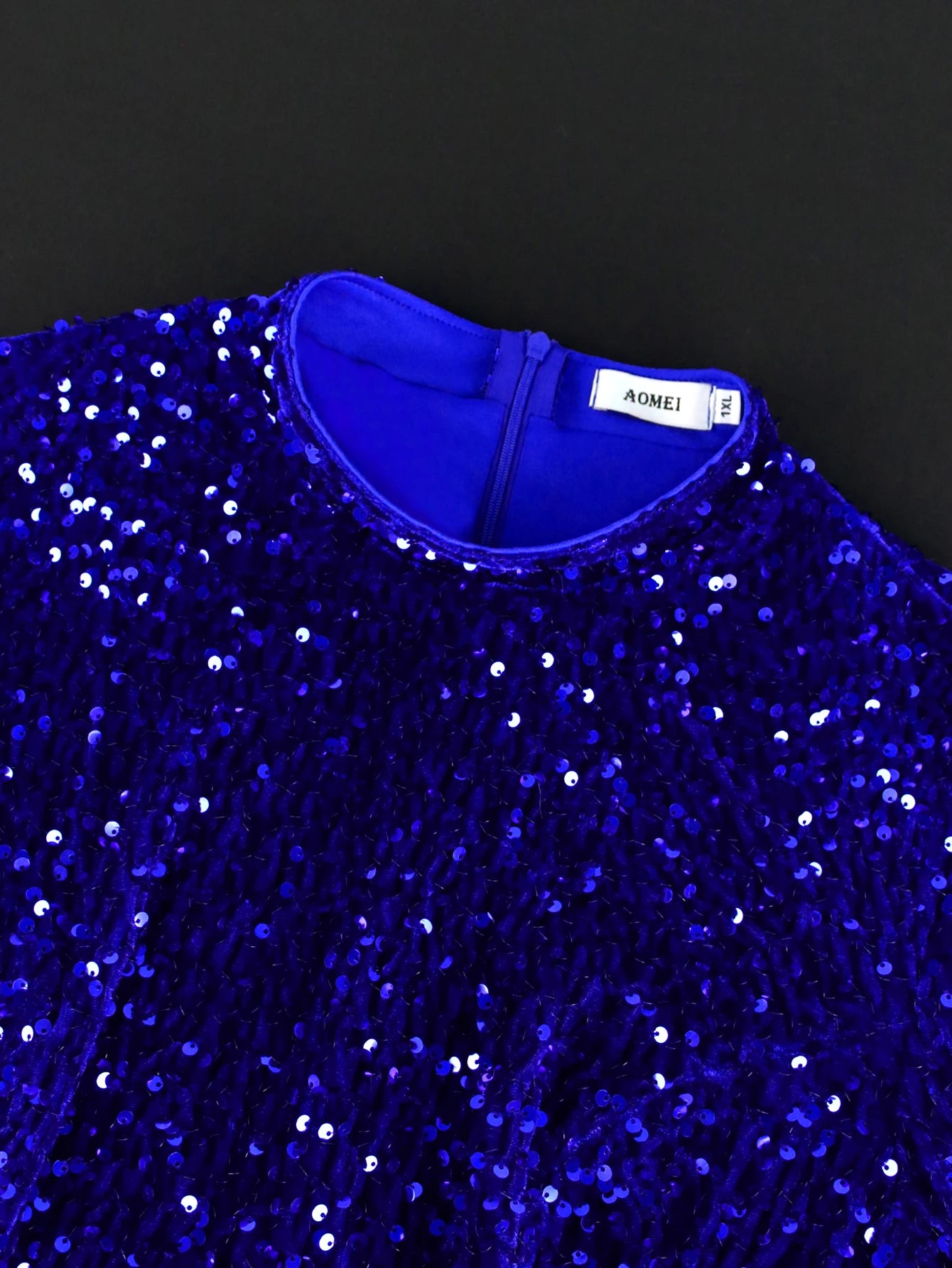 Women Blue Shiny Velvet Christmas Party Dress Sequins Long Sleeve Feather Tassel Bodycon Celebrate Occasion Birthday Gowns New