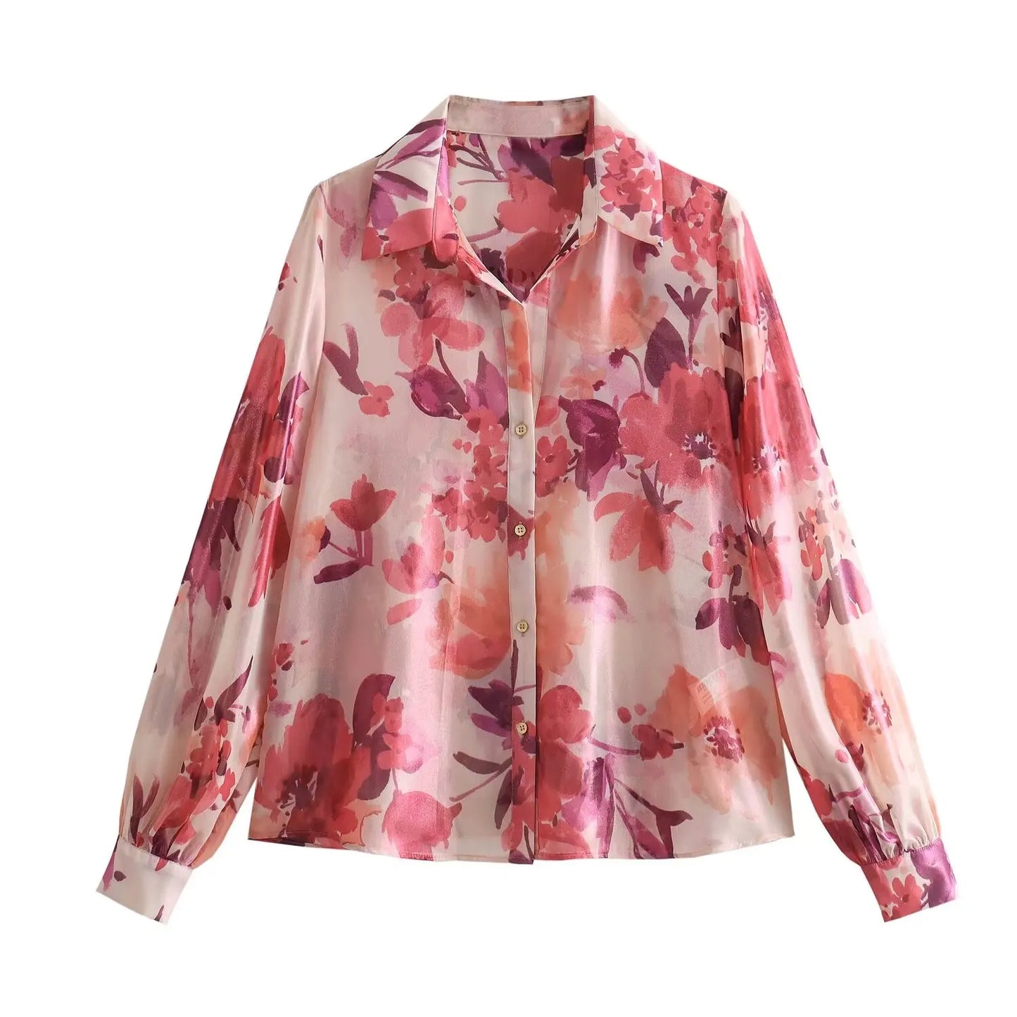 Maxy Spring Women Pink Print Short Sleeve Casual Blouses Women Button up Shirt+ A-Line Pleated Skirt Set For Beach Style