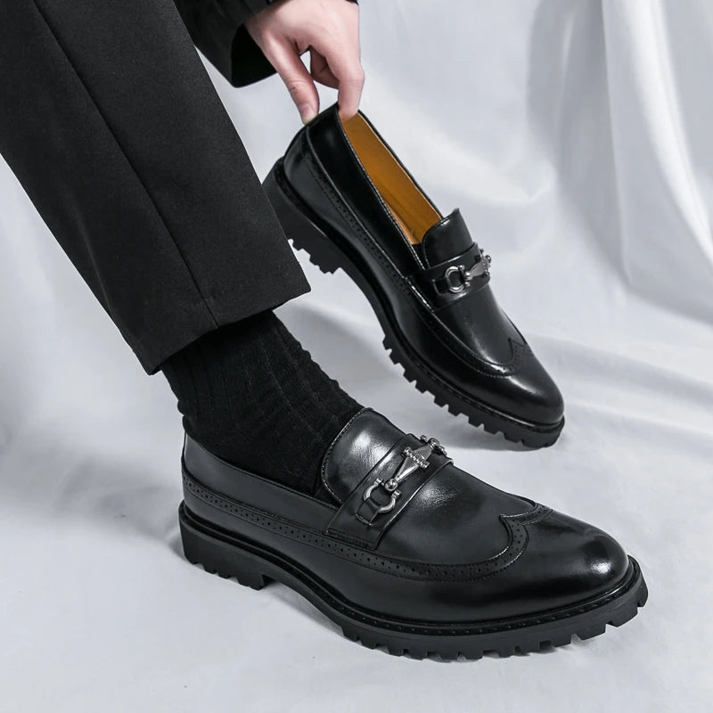 Visco Men's Four Seasons One Step Retro British Set Pointed Loafers Korean Version Breathable Lazy Casual Men's Shoes