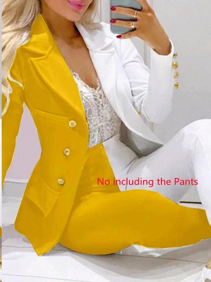 Maxy Fashion Butterfly Print Blazer Suit and Pants Two Piece Set for Women Autumn Winter Outfit Office Lady Casual Clothing