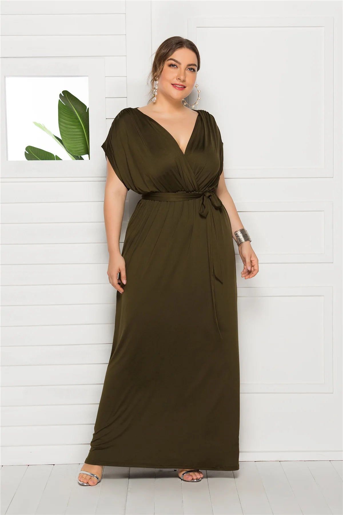 Maxy dress Long Plus Size Evening Party Dress V Neck Stretchy White Vestido Robe de Soiree Wedding Guest Dress LMT-FP3310
