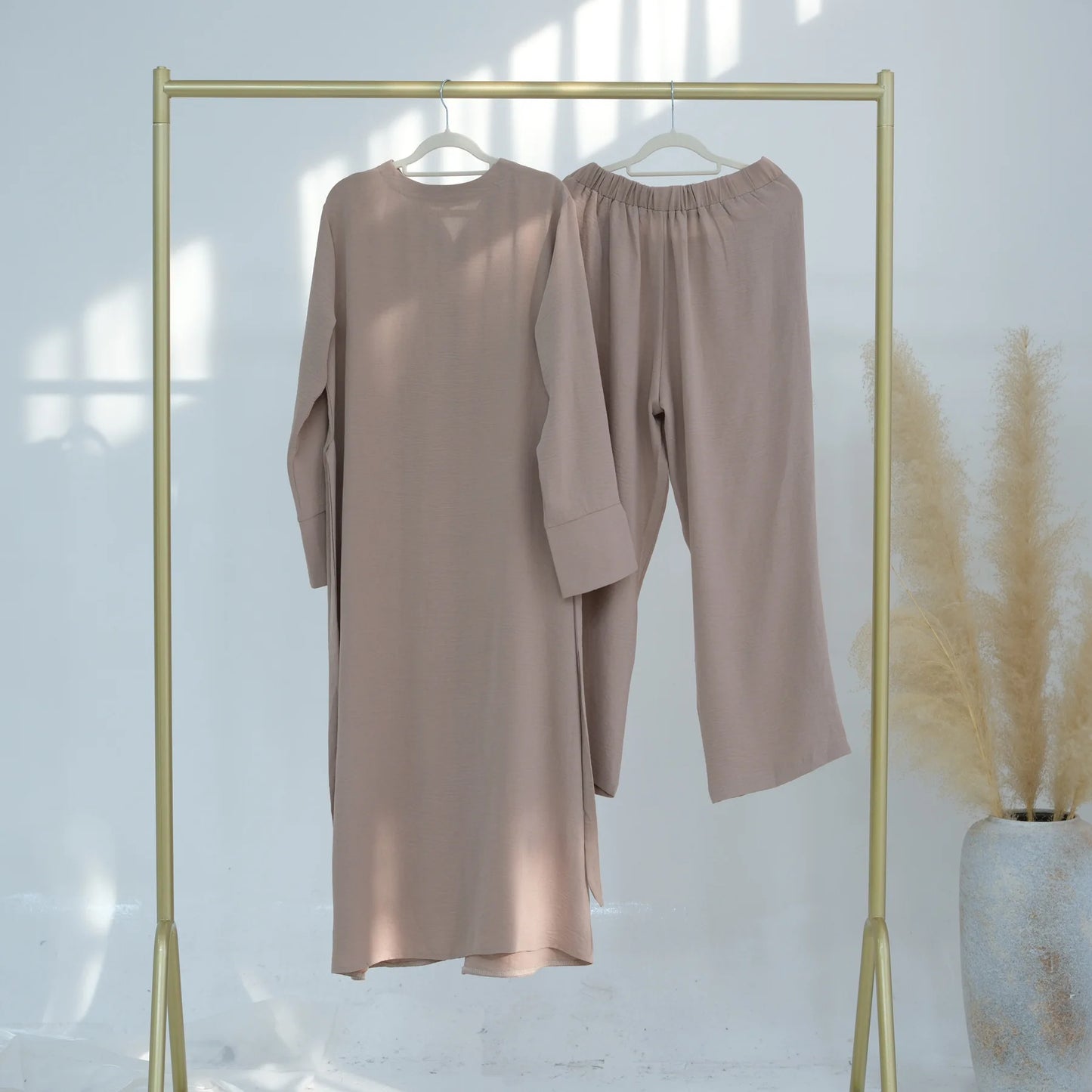 Maxy 2PCS Muslim Women Button Long Sleeve Tops Dress Pants Set Dubai Abaya Turkey Kaftan Arabic Outfits Eid Ramadan Islam Clothing