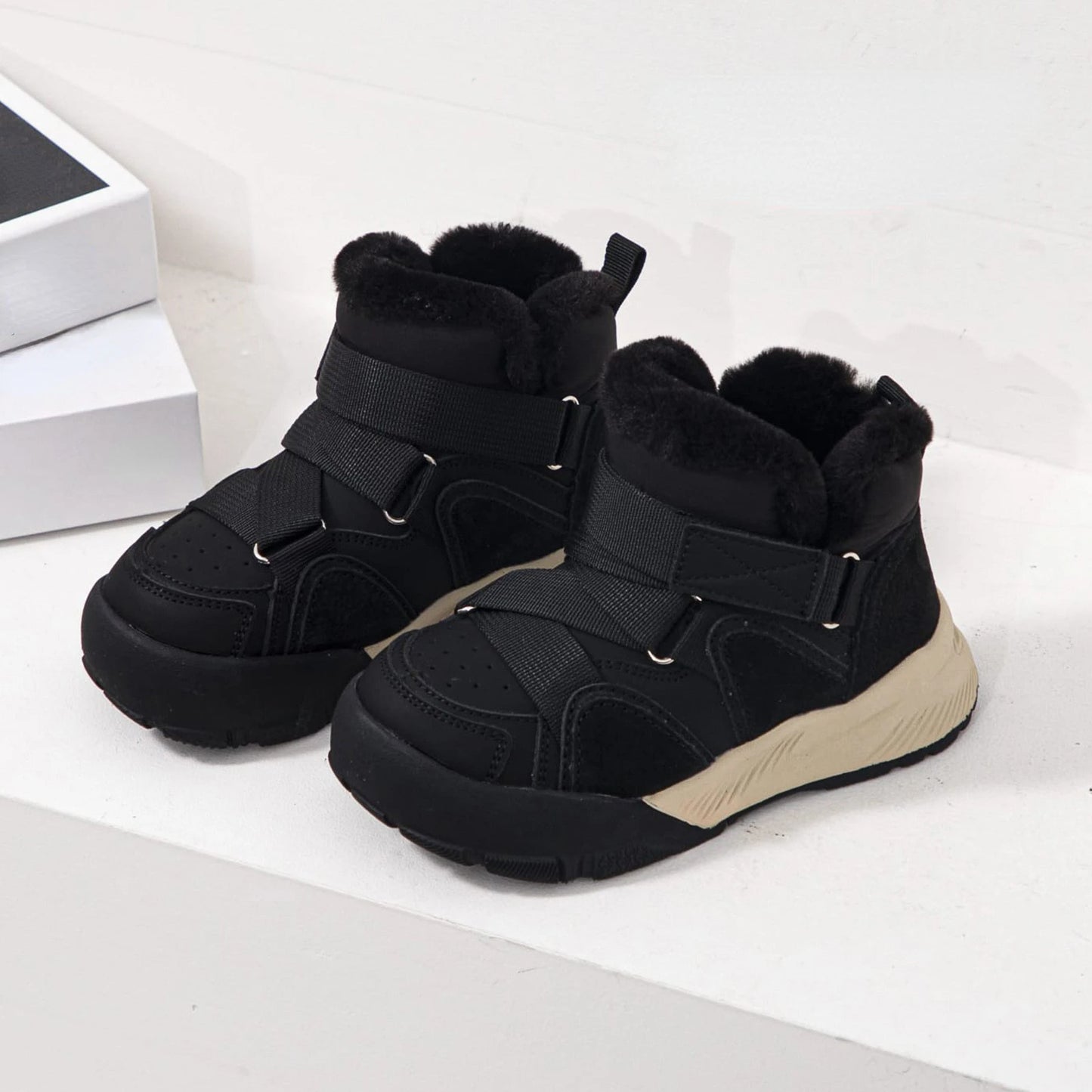 Winter Winter Children's Boys Girls New Mid-cut Snow Boots Padded Thickened Cotton Boots Kids Toddler Plush Warm Casual Sneakers