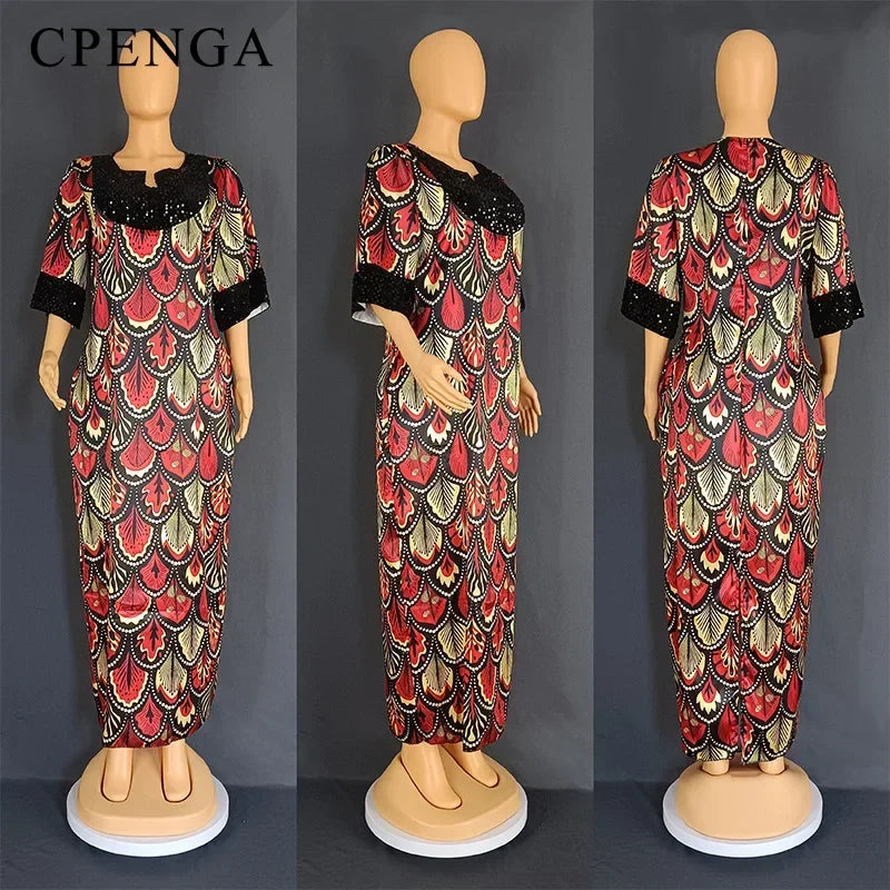 Amay Luxury Sequins Dress for Women Elegant Lady Wedding Evening Gown Plus Size  Bubu Party Dresses Muslim Kaftan Robe