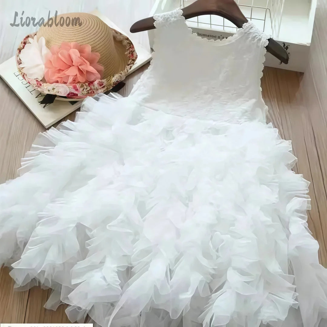 Colorful Tulle Dress Girls' Everyday Dresses Elegant Evening Gowns Flower Girl Dresses New Princess Party Dresses