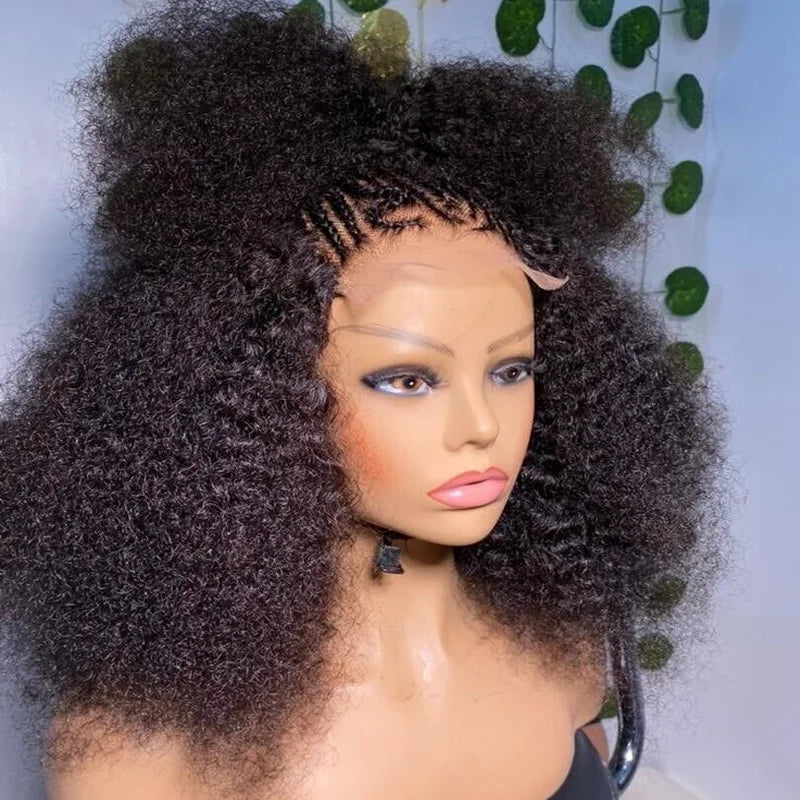 Maxy 180 Density Short Bob Soft Black Prep lucked 16-inch Kinky Curly Lace Front Wigs For African Women Babyhair Deep Glueless Daily