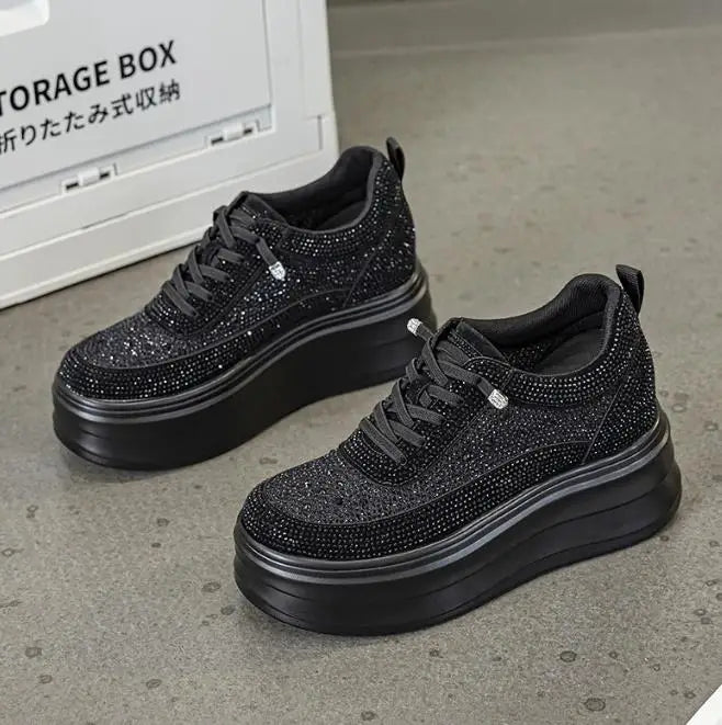 Visco Sneakers Women's Size 34 39 New Color Rhinestone Fashion Women Loafers Platform Fashion Shiny Women's Shoes