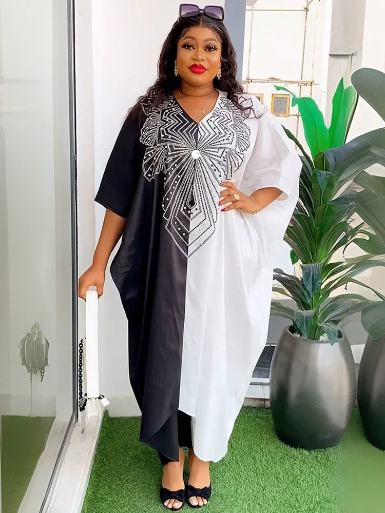 Momsey White Dresses for Women 2024 Elegant Party Evening Gown Turkey Wedding Boubou Ankara Robe Clothing
