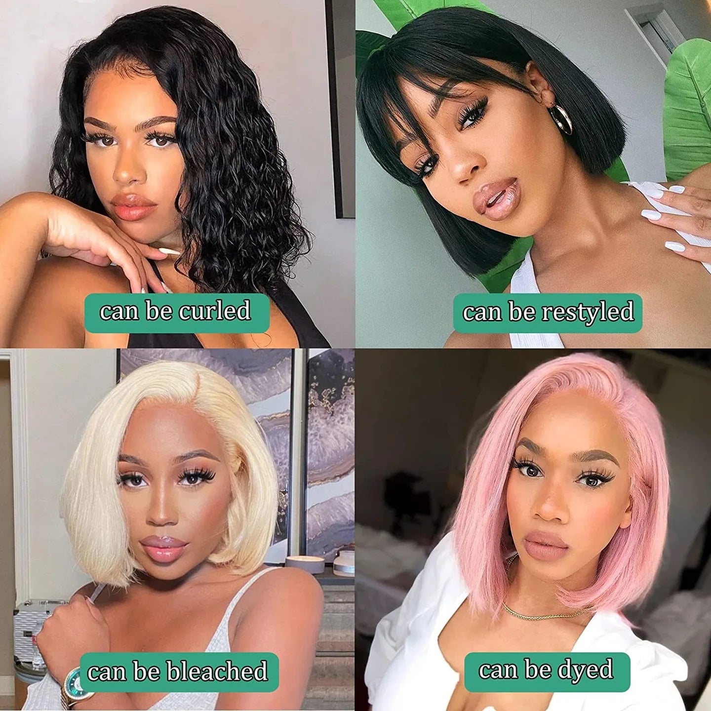 Wear And Go Glueless Wigs Human Hair Bob Straight Pre Cut Lace Front Wigs Human Hair Upgraded No Glue Lace Front Wigs For Women