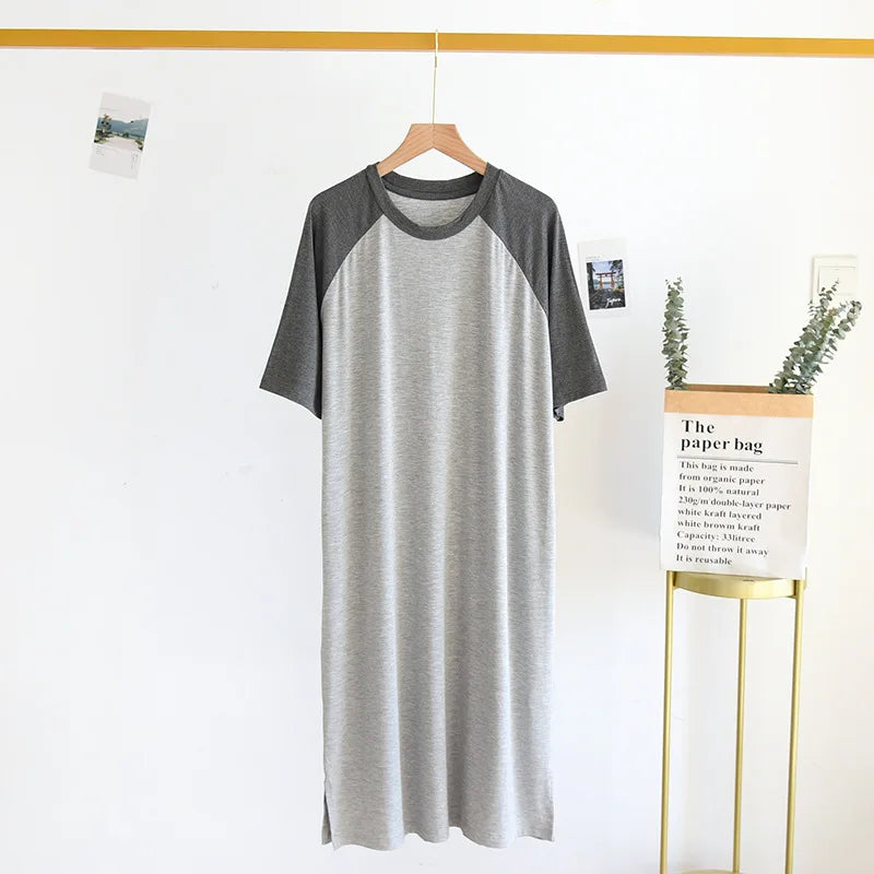 L-5XL Spring Summer Nightgown Women's Sleepwear Pajamas Short Sleeve Long Night Dress Modal Cotton Plus Size Sleep Shirts